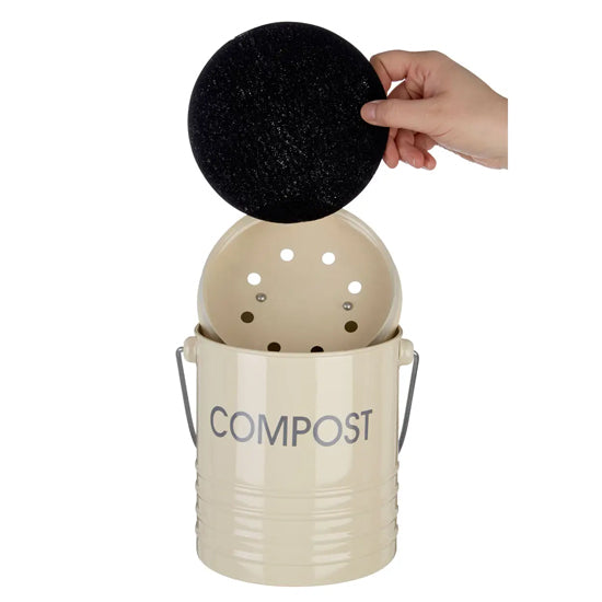 Arcata Cream Compost Bin With Handle
