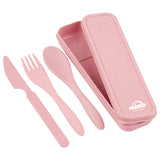 Malmo 3 Pc Pink Wheat Straw Cutlery Set