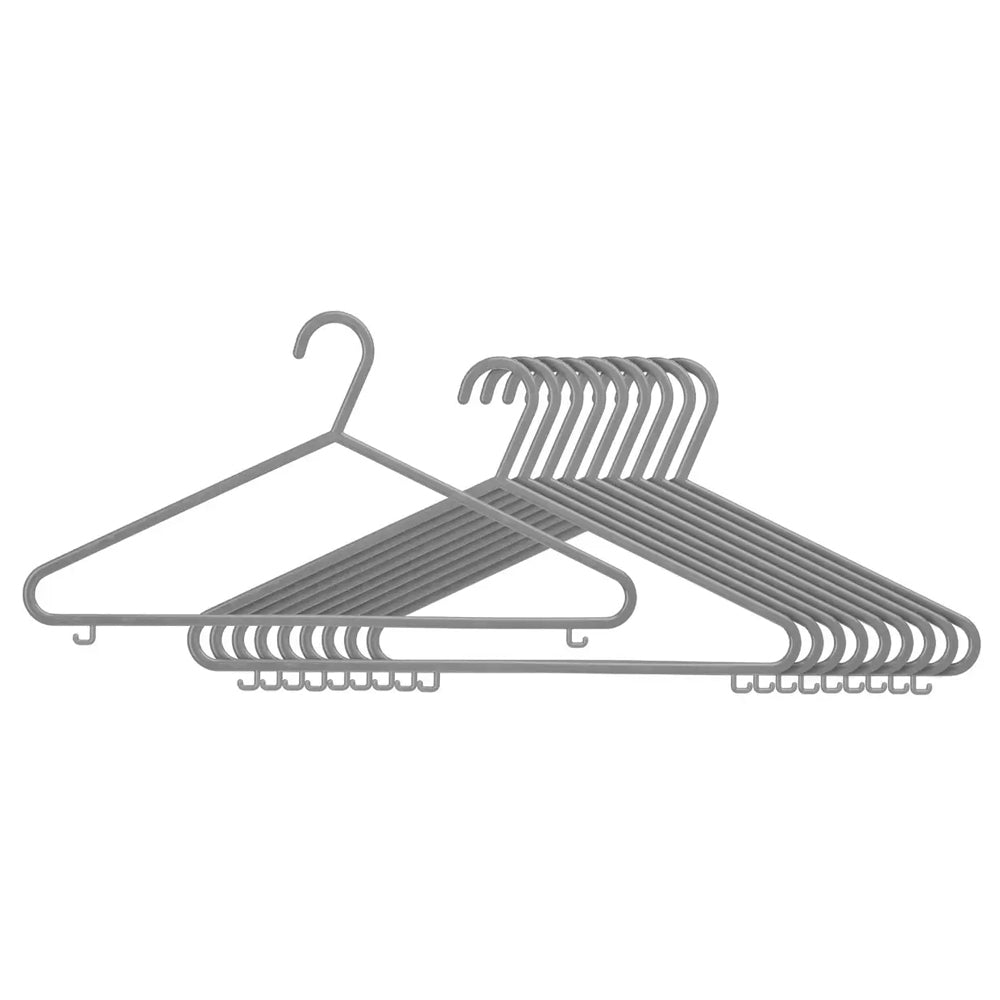 Nashua Set Of Ten Grey Plastic Hangers