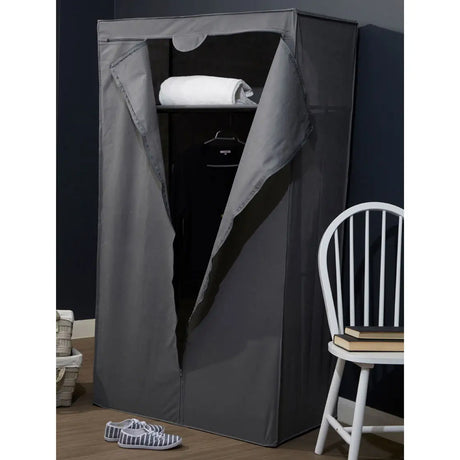 Alton Grey Fabric Wardrobe With Shelf