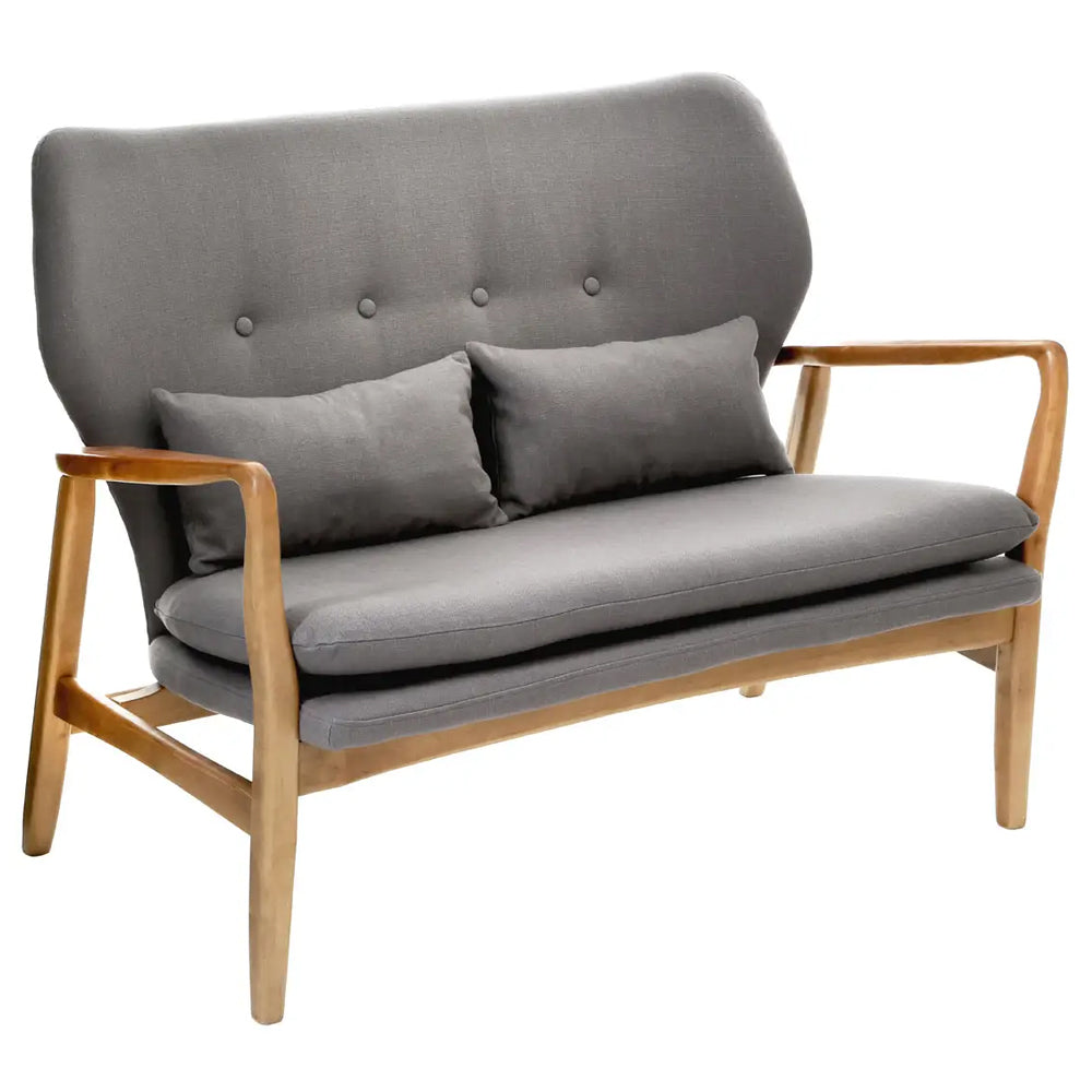 Stockholma Grey Sofa With Birchwood Frame