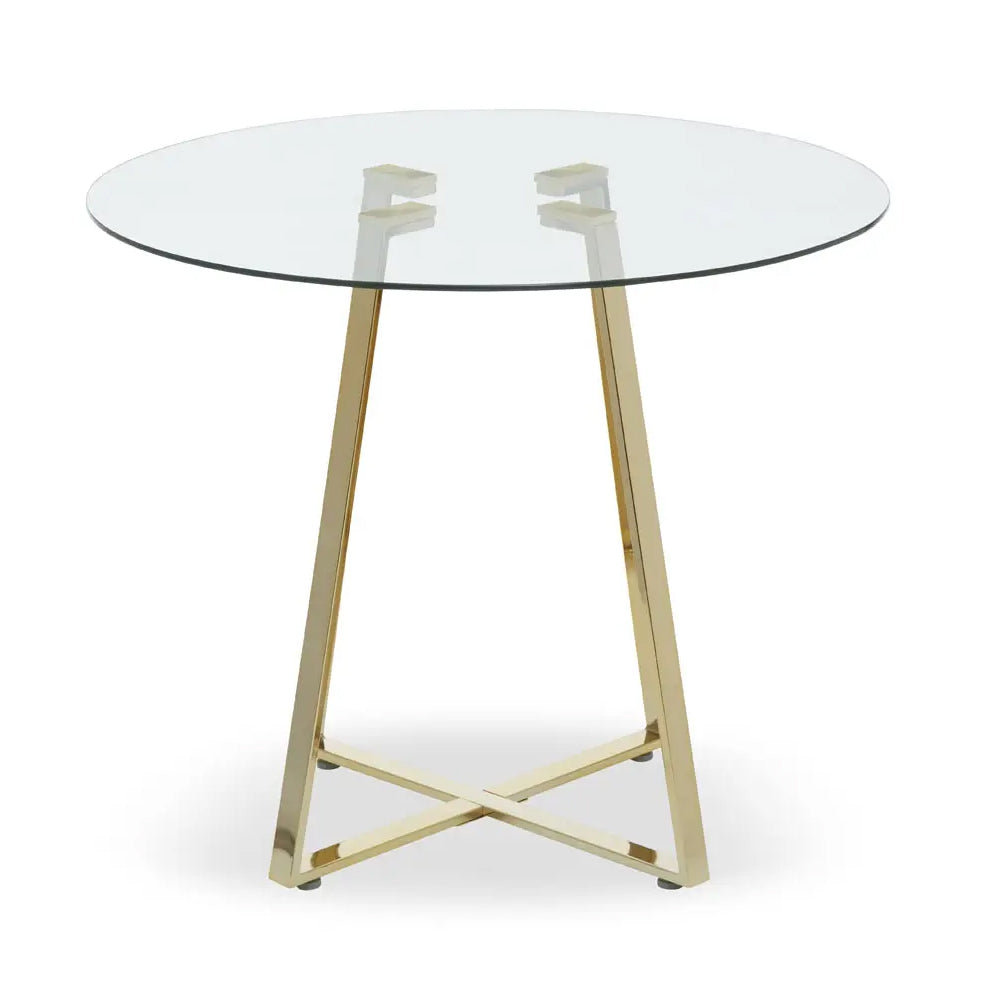 Metropole Round Gold Finish Dining Table