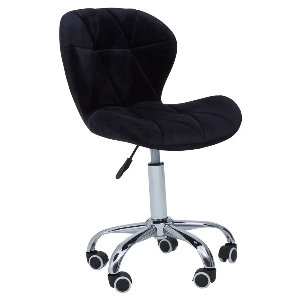 Ciano Black Velvet Quilted Home Office Chair
