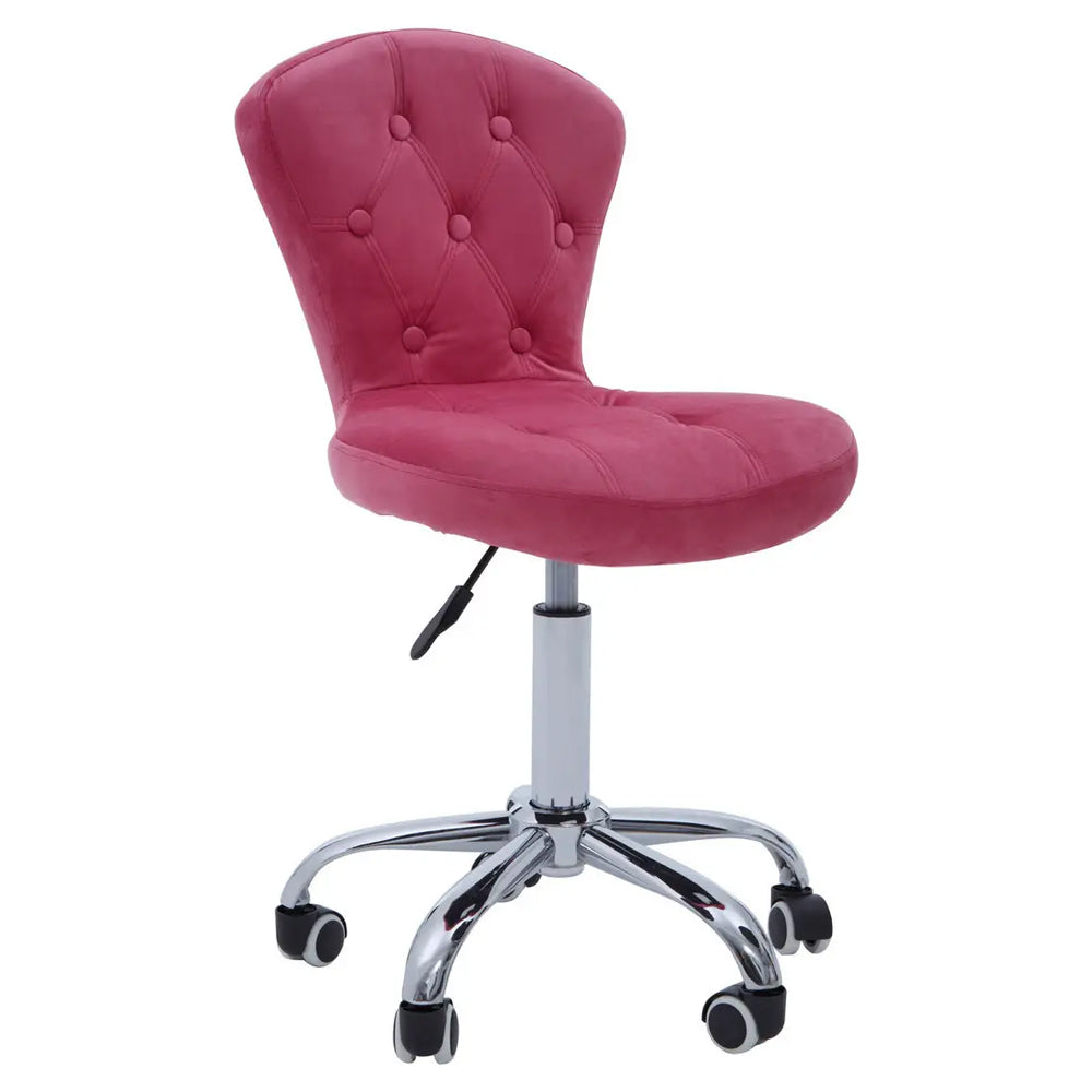 Ciano Pink Velvet Buttoned Home Office Chair