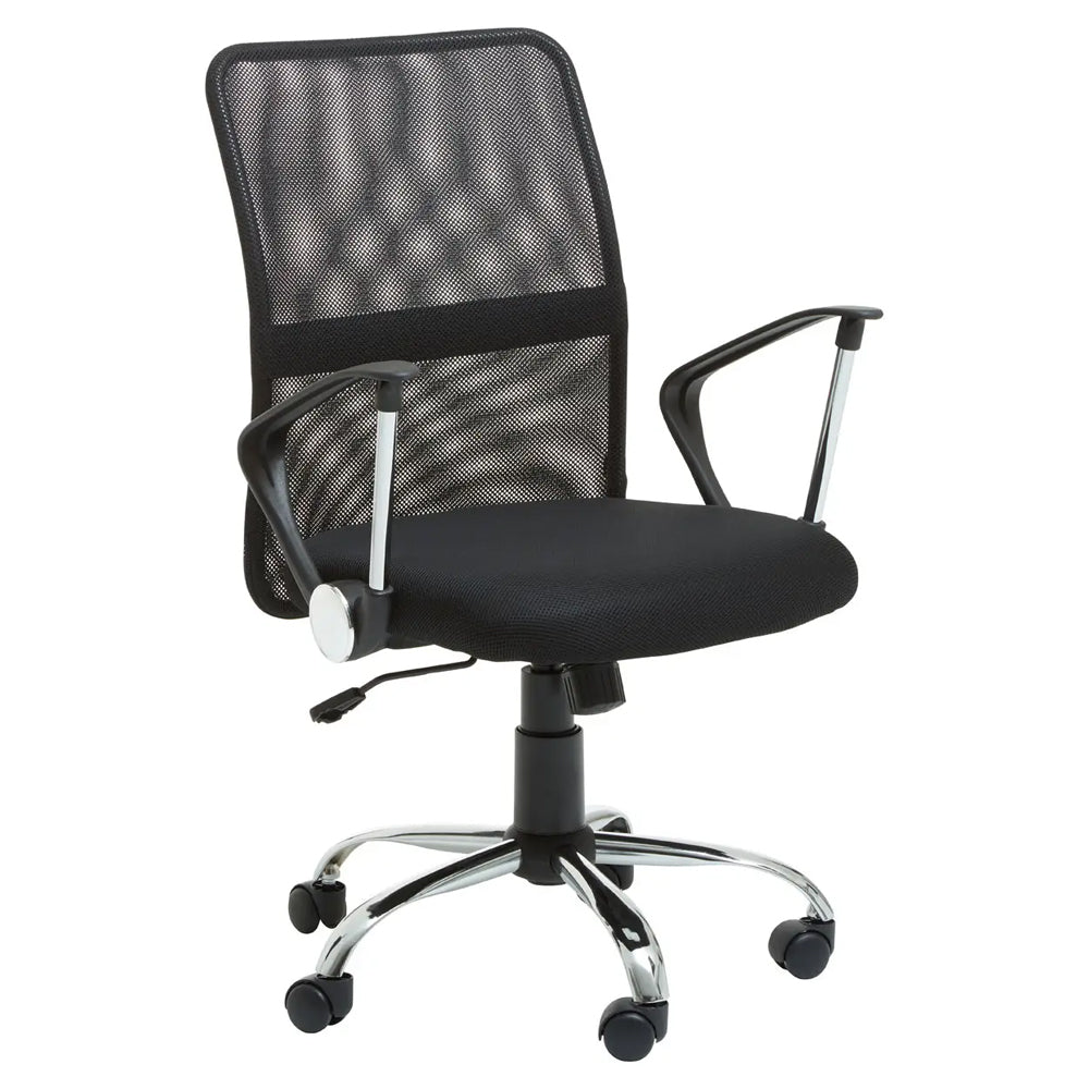 Ciano Black Home Office Chair With Chrome Arms