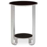 Julia Round End Table Black Mirror And Silver Frame
