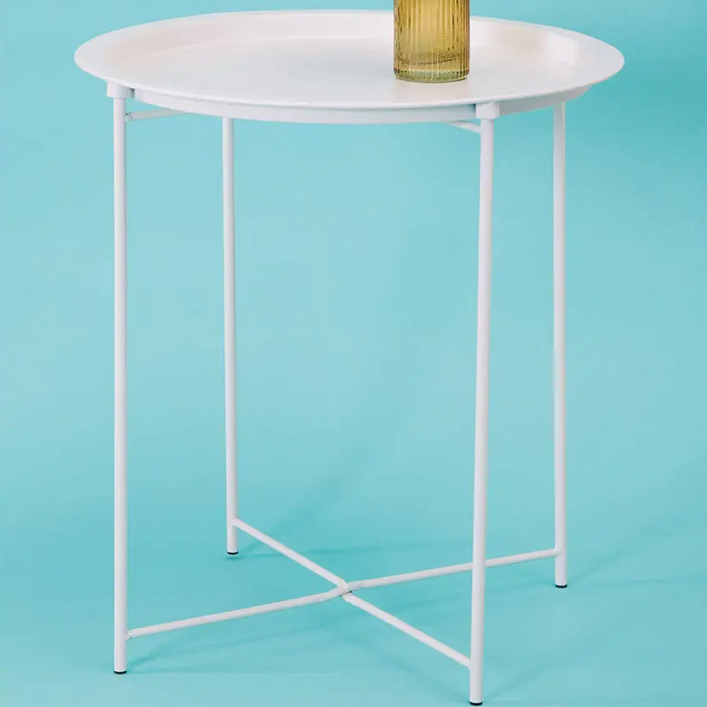 Acera Round White Side Table