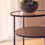 Trinta End Table With Glass And Metal Tops