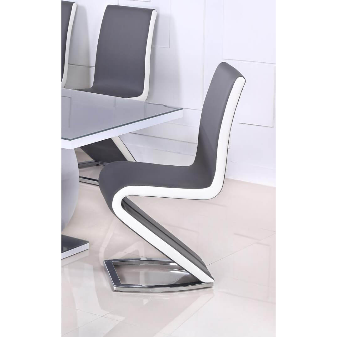 Aldridge Dining Chair White With Grey PU Sides