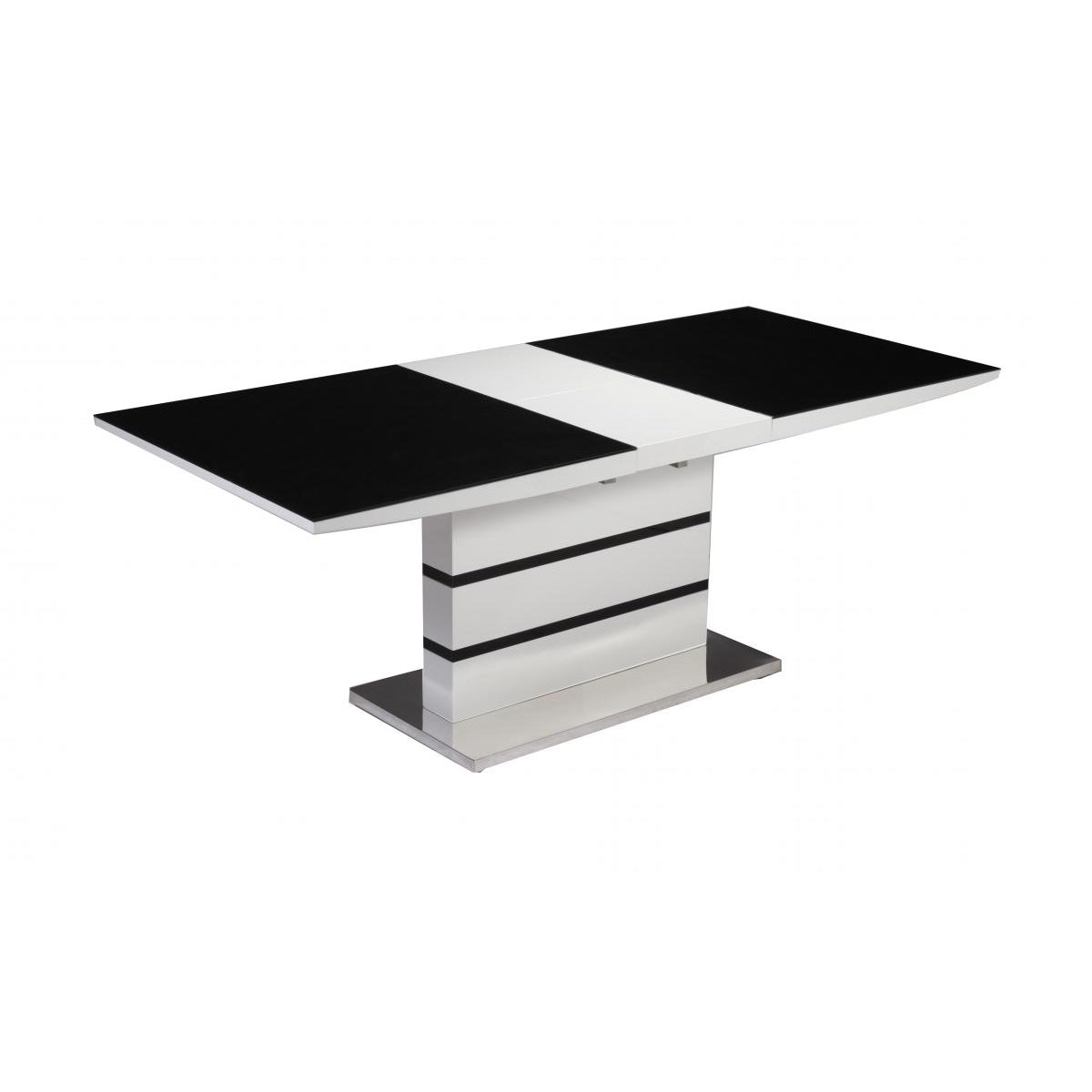 Aldridge High Gloss Extending Dining Table White With Black Glass Top