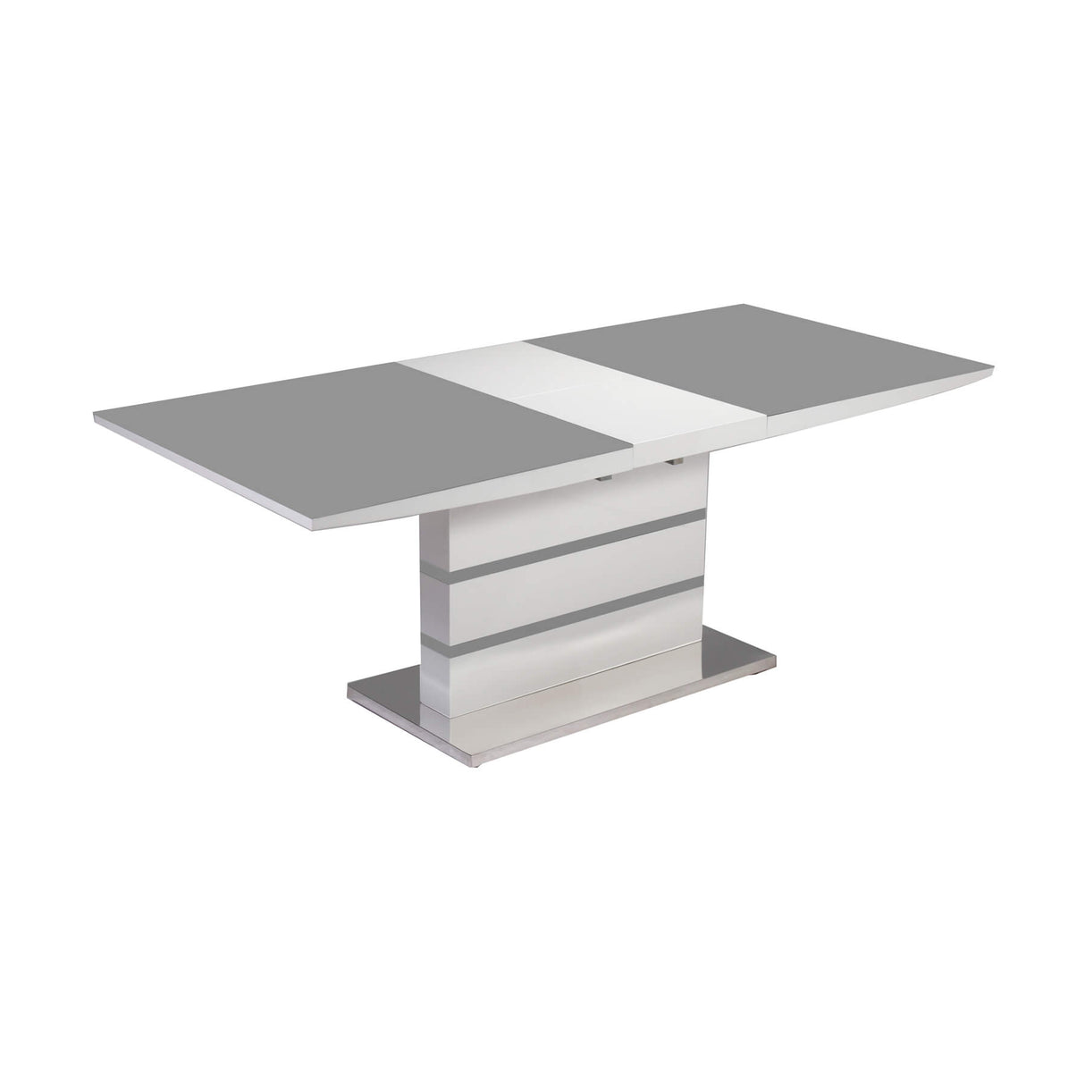 Aldridge High Gloss Extending Dining Table White With Grey Glass Top