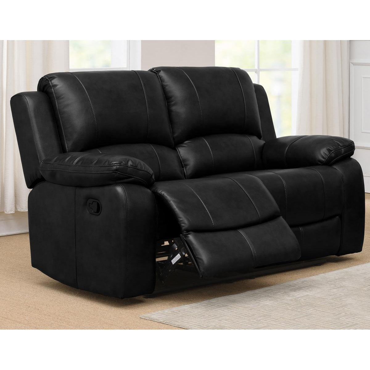 Andalusia Recliner Leathergel And PU 2 Seater Black