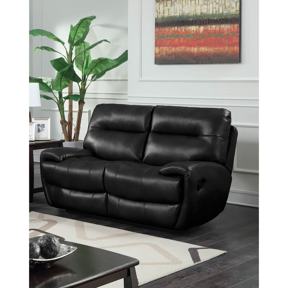 Bailey Recliner Leathergel And PU 2 Seater Black