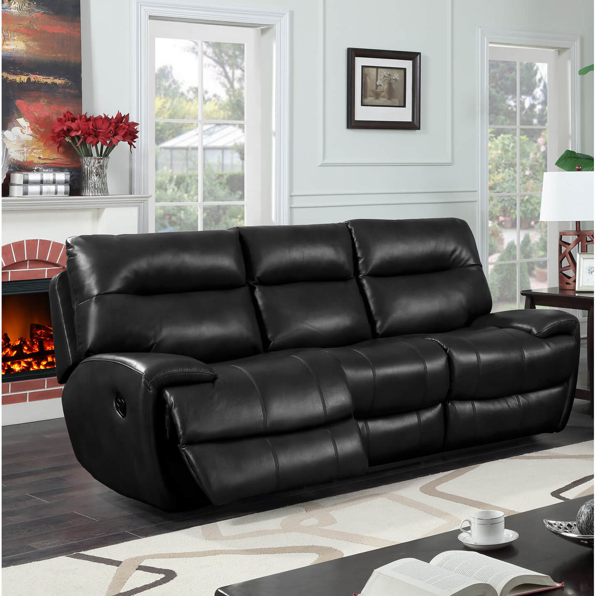 Bailey Recliner Leathergel And PU 3 Seater Black