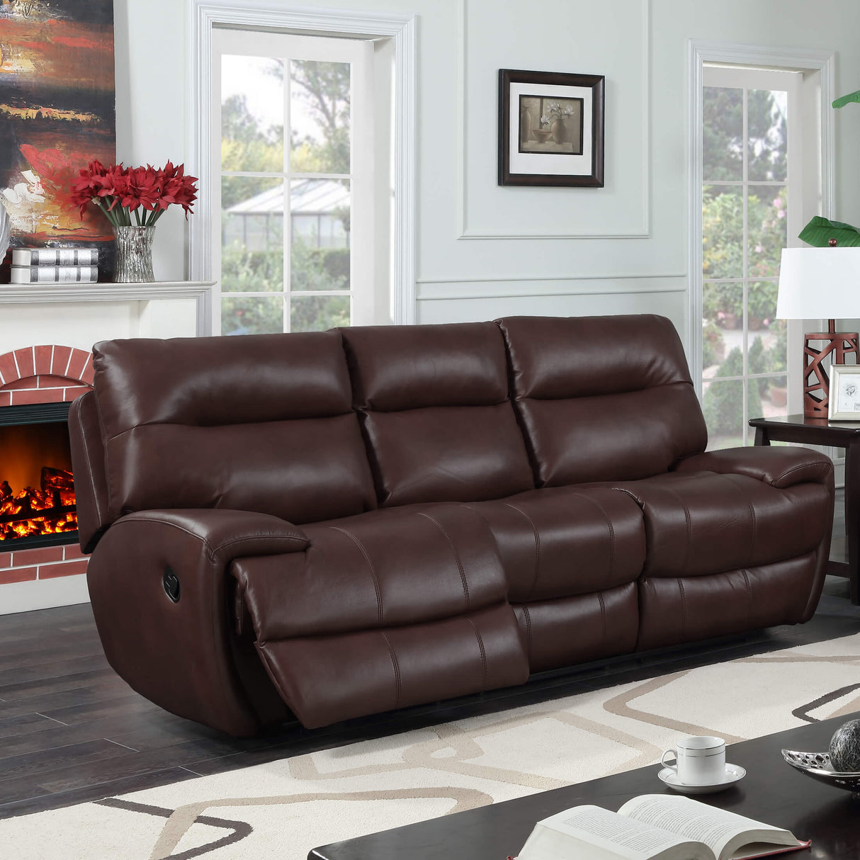 Bailey Recliner Leathergel And PU 3 Seater Brown