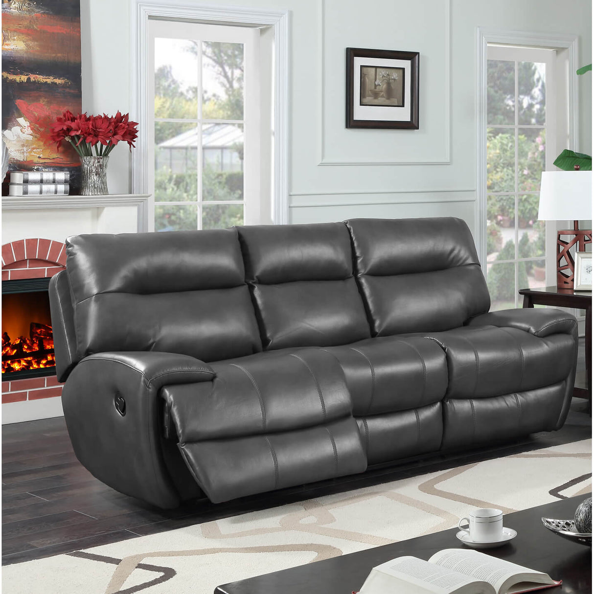 Bailey Recliner Leathergel And PU 3 Seater Grey