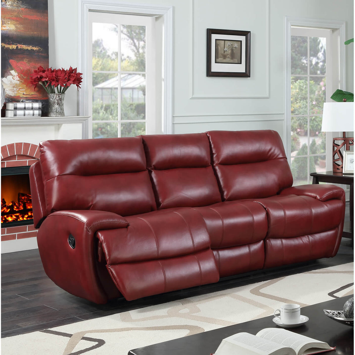 Bailey Recliner Leathergel And PU 3 Seater Red