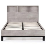 Bali Bookcase Headboard Bed 135cm Grey Oak