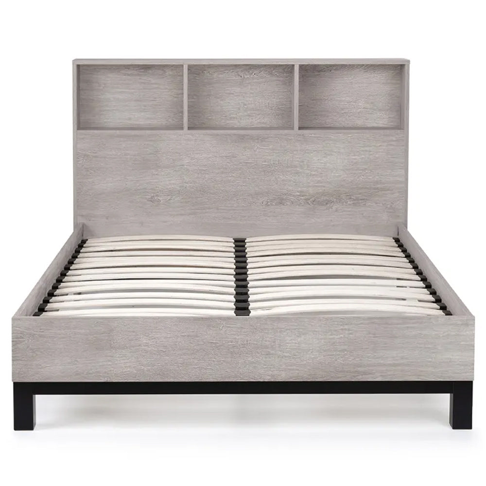 Bali Bookcase Headboard Bed 150cm Grey Oak