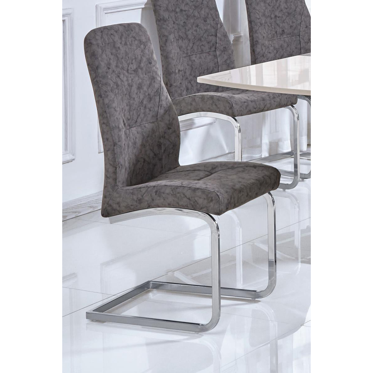 Belarus Patterned PU Chair Chrome And Grey