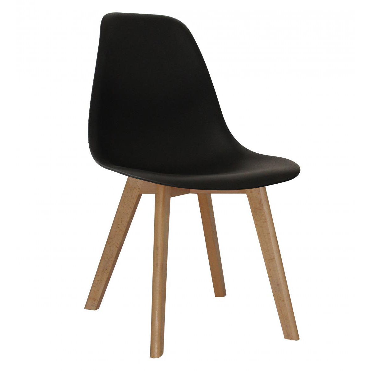 Belgium Plastic Chair With Solid Beech Legs Black
