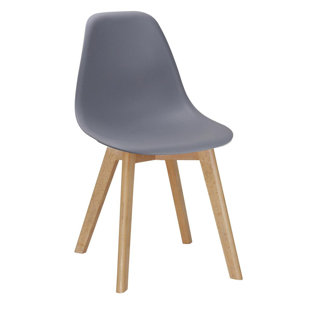 Belgium Plastic Chair With Solid Beech Legs Grey