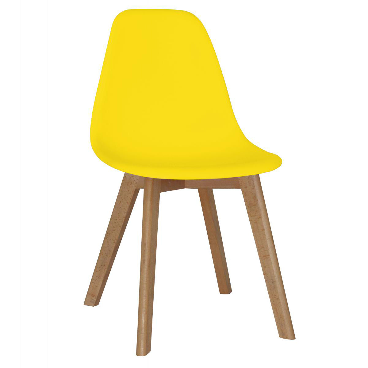 Belgium Plastic Chair With Solid Beech Legs Yellow