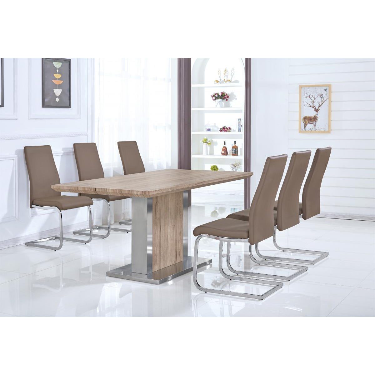 Belize Dining Table Natural And Stainless Steel