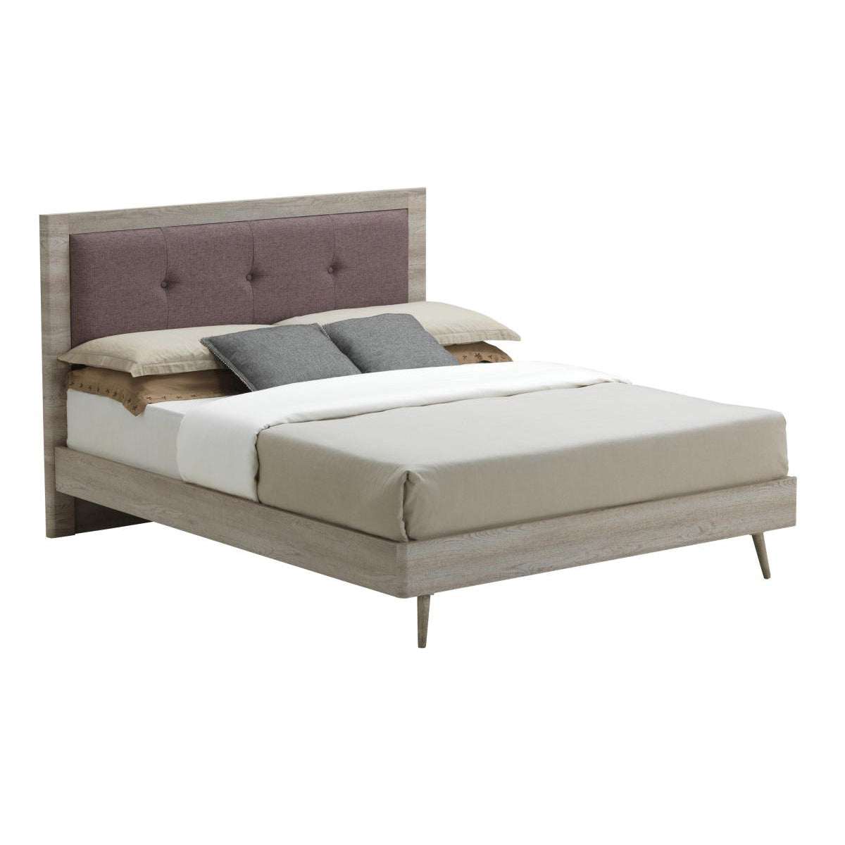 Belvoir Double Bed Grey Oak And Mocca Fabric