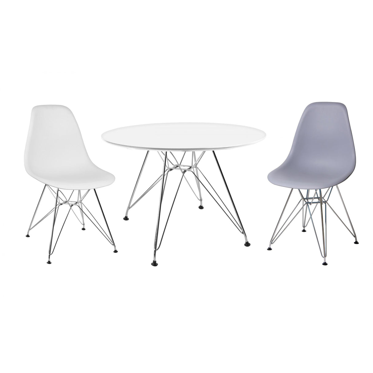 Bianca Round Dining Table High Gloss White And Steel Chrome Legs