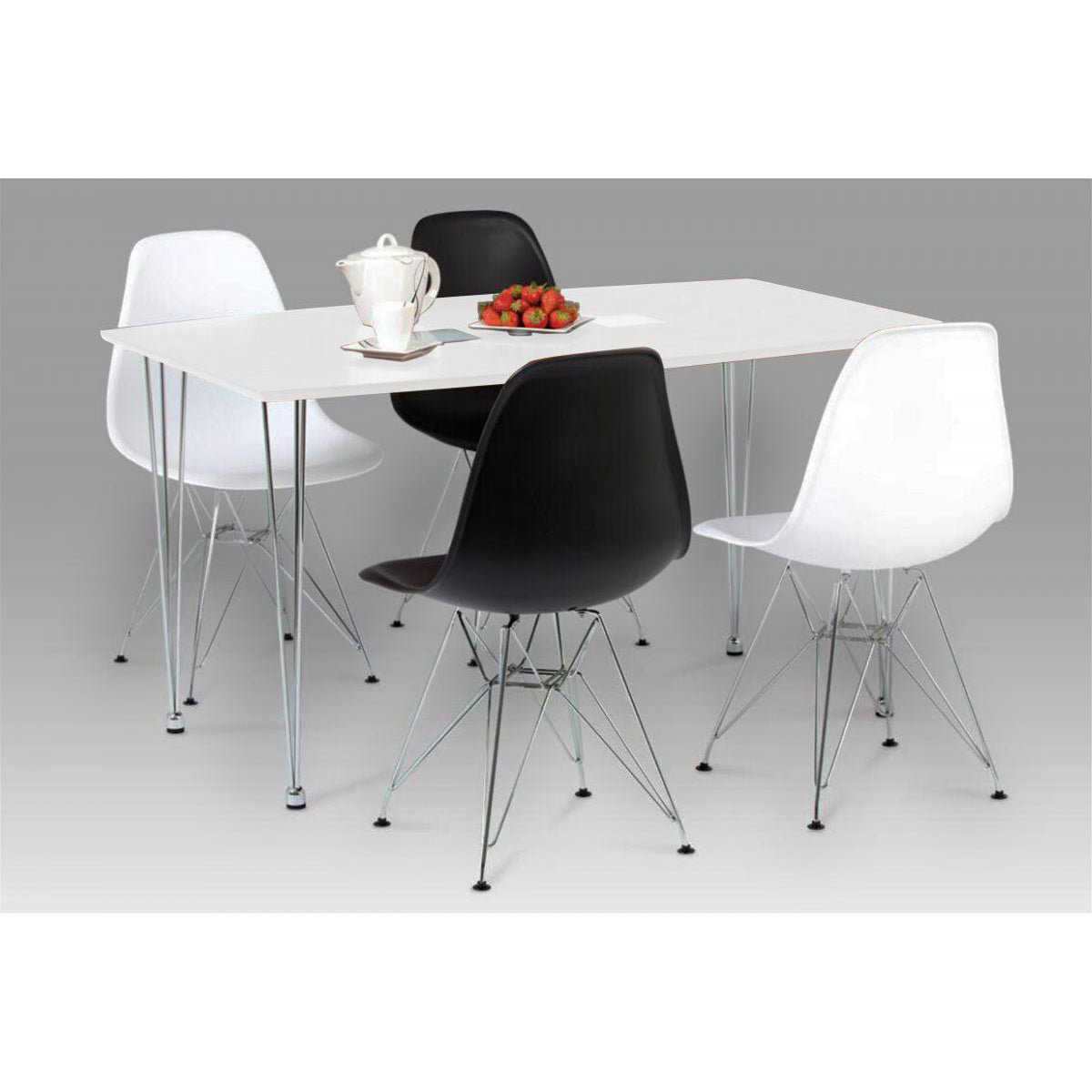 Bianca Rectangle Dining Table High Gloss White And Steel Chrome Legs