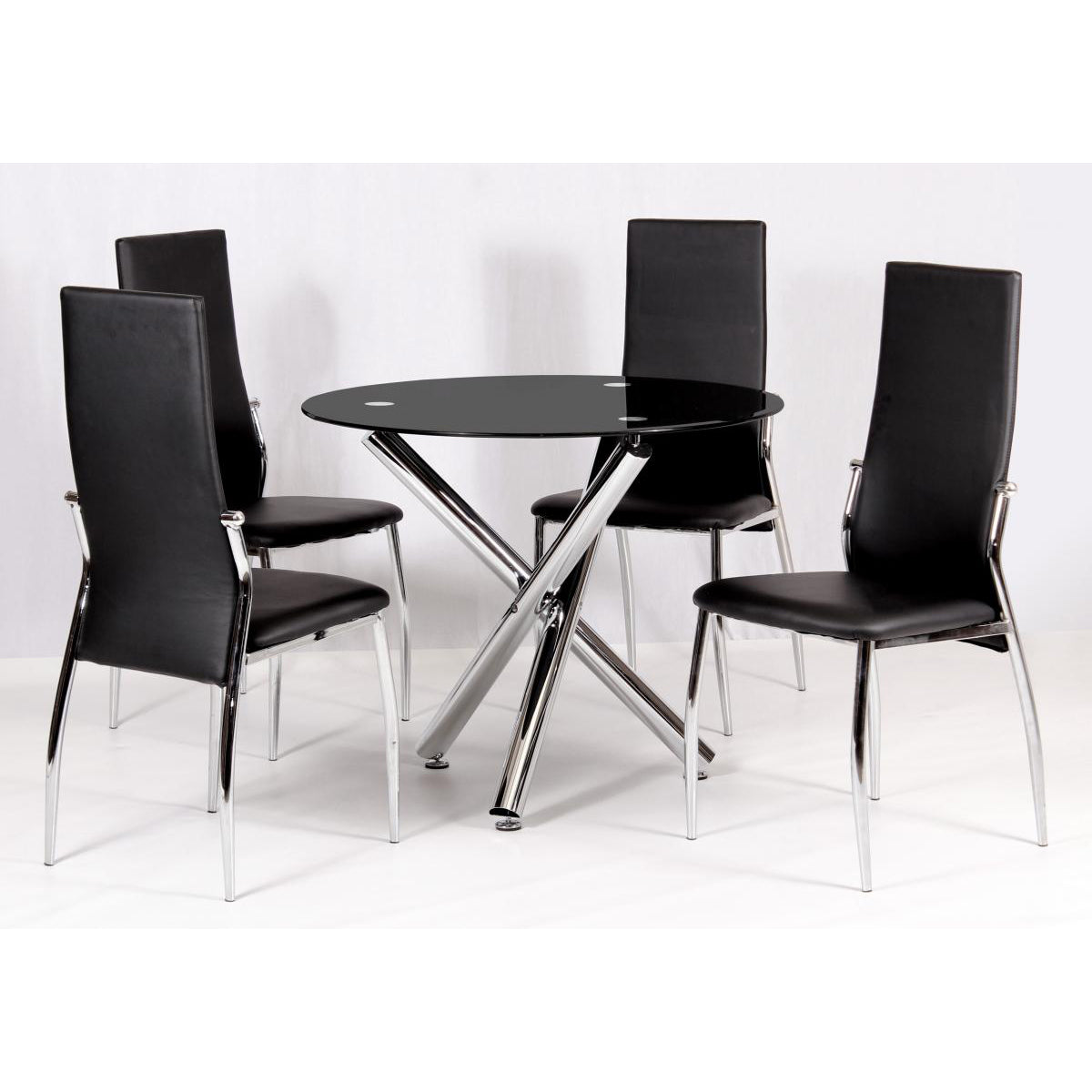 Calder Dining Table Chrome And Black Glass