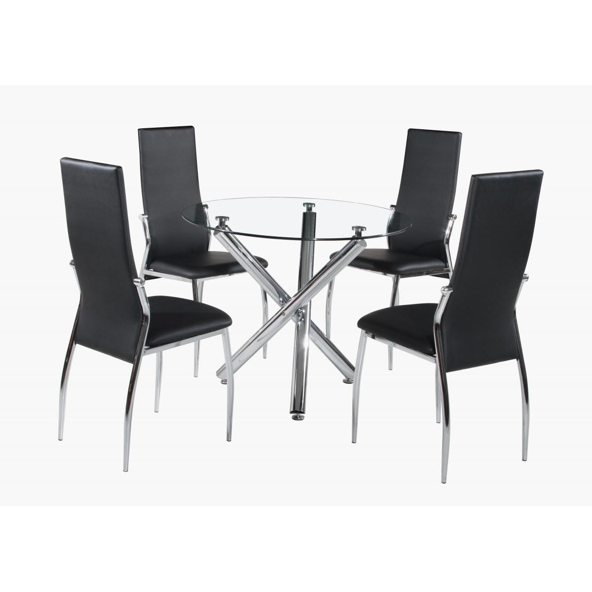 Calder Dining Table Chrome And Clear Glass