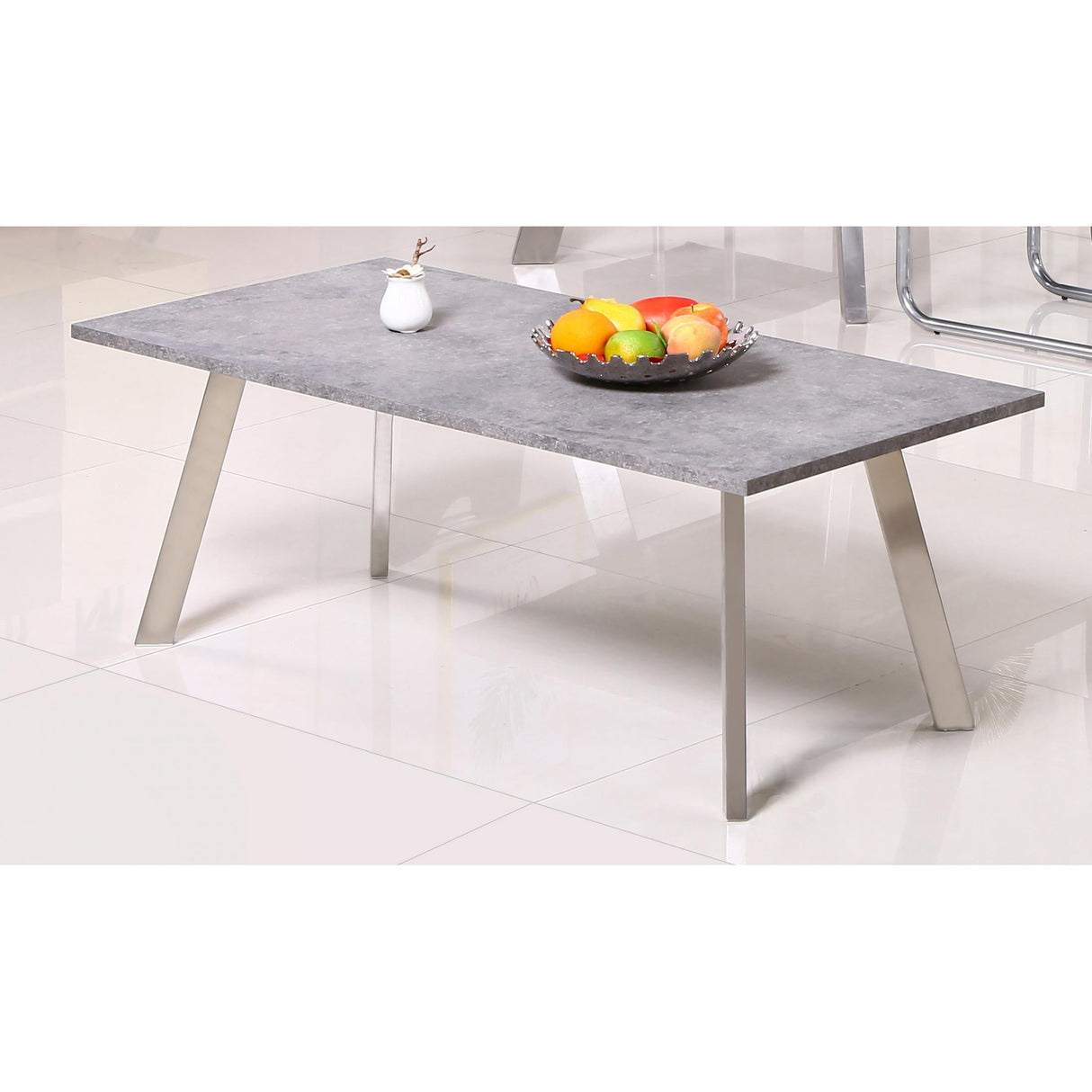 Calipso Coffee Table Concrete With Brushed Stainless Steel Legs