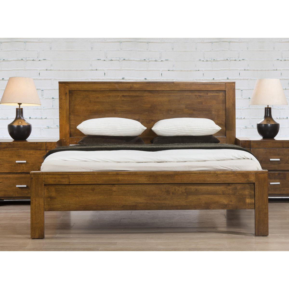 California Double Bed Solid Hardwood Rustic Oak