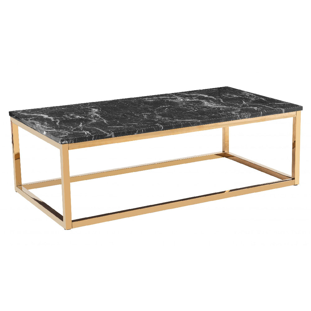 Camelot Marble Effect Coffee Table With Golden Chrome Base