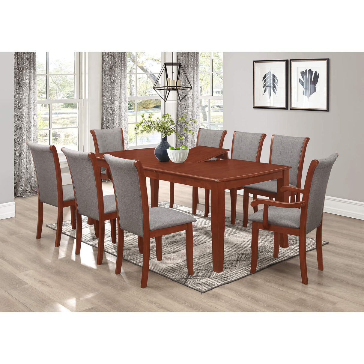 Carlo Dining Set With 6 Dining Chair And 2 Armchairs Mahogany