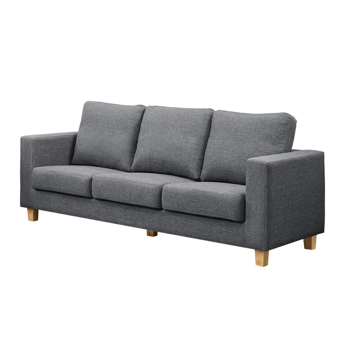 Chesterfield 3 Seater Sofa Linen Fabric Dark Grey