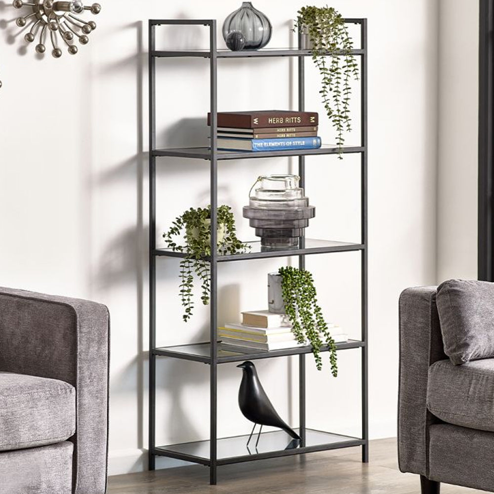 Chicago Tall Bookcase Smoked Glass