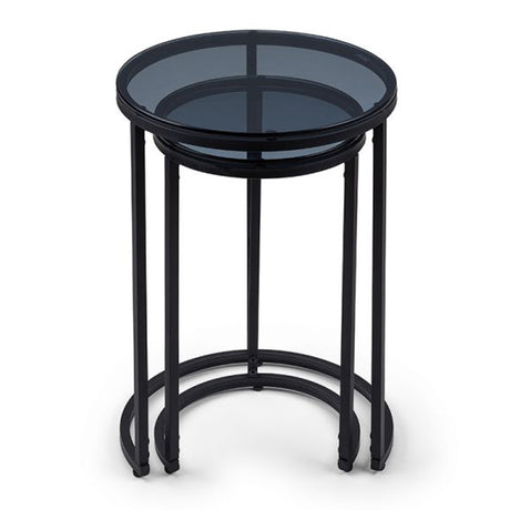 Chicago Round Nesting Side Tables Smoked Glass