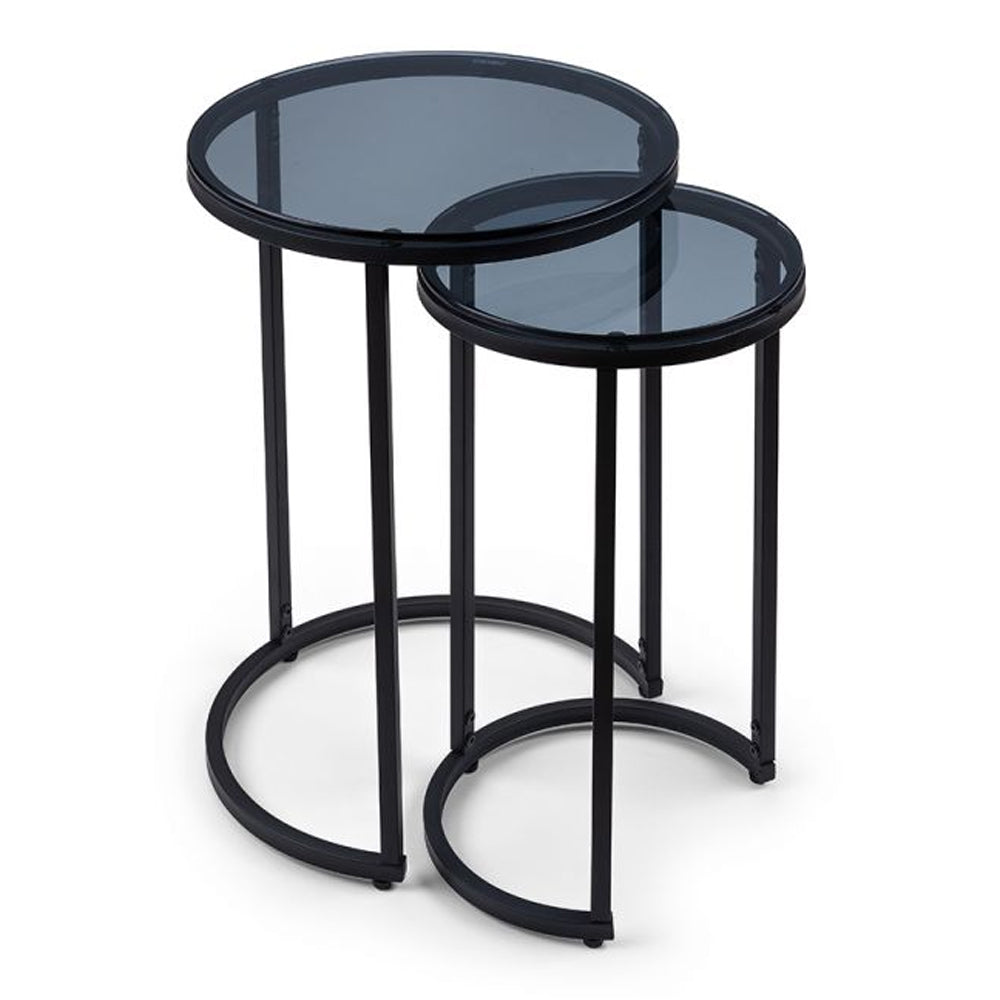 Chicago Round Nesting Side Tables Smoked Glass