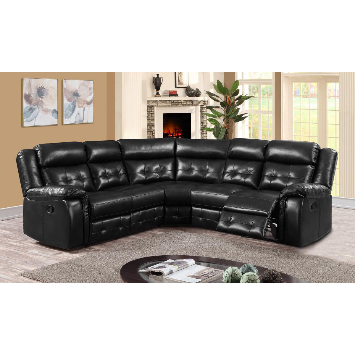 Cobalt Armless Leatherlux And PU 1 Seater Black