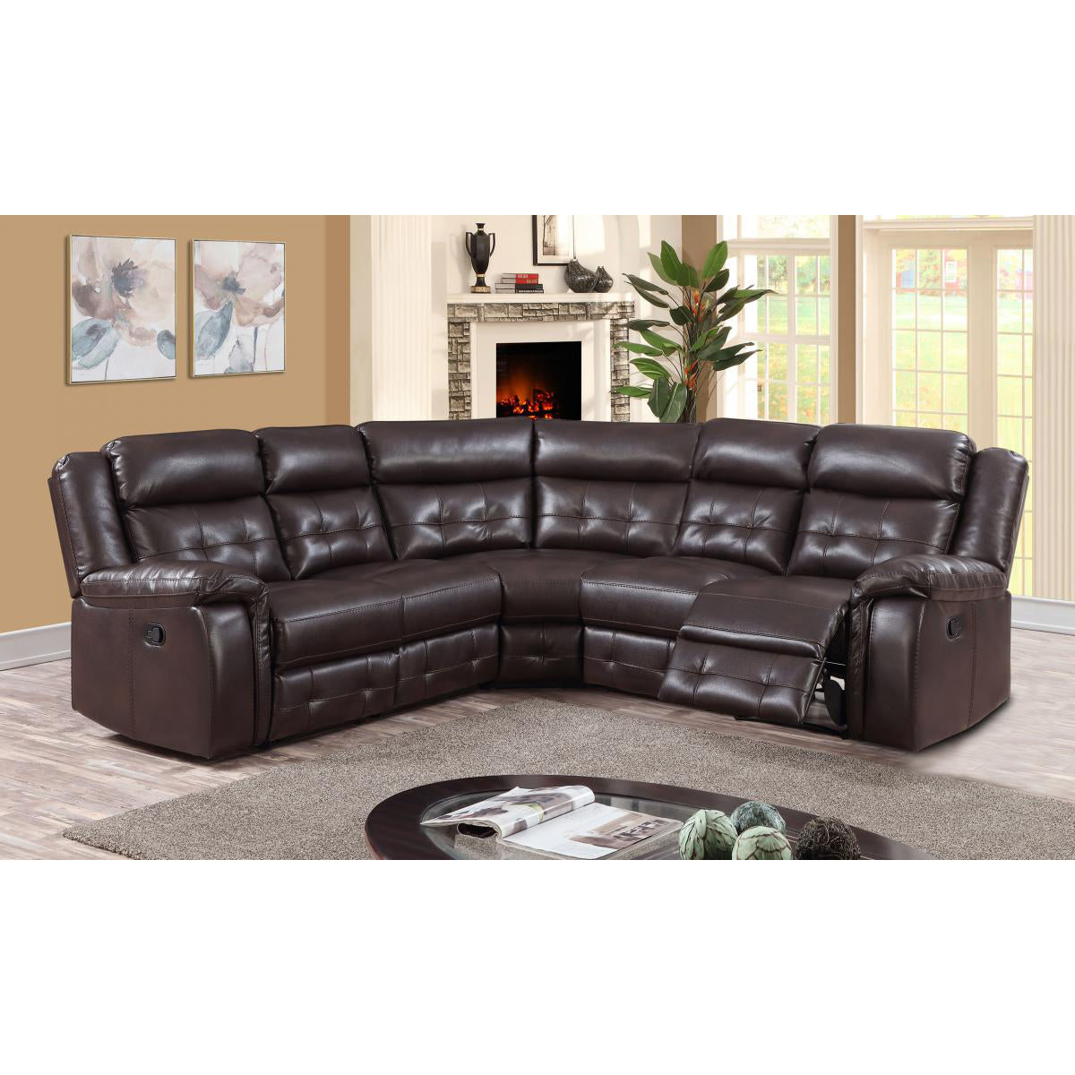 Cobalt Recliner Leatherlux And PU Corner Group Expresso