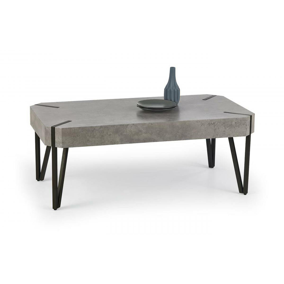 Matador Coffee Table Stone With Black Metal Legs