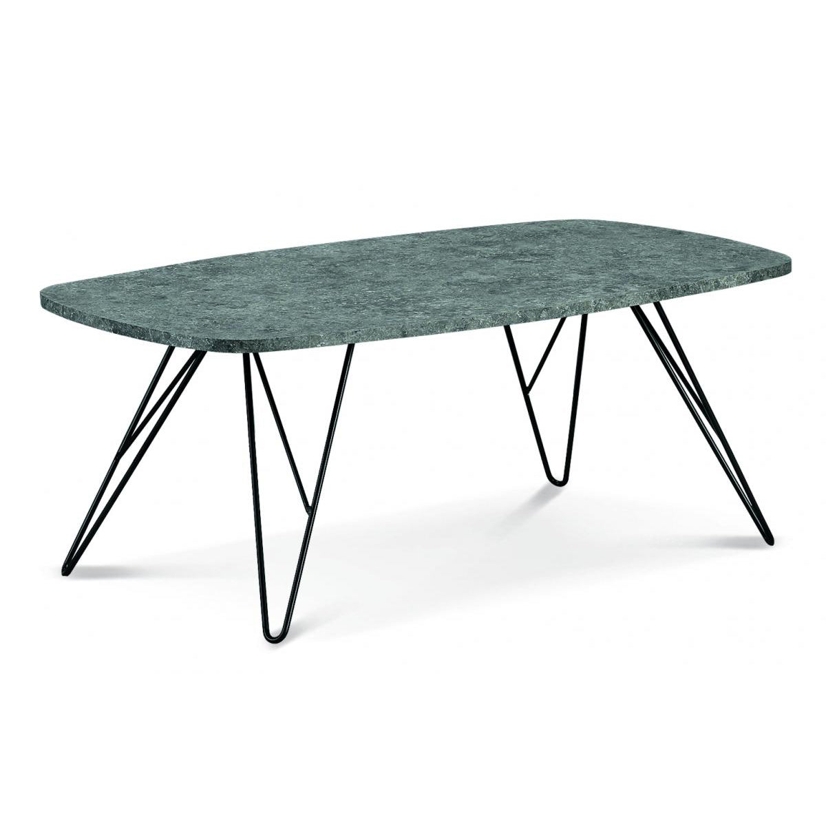 Mercia Coffee Table Stone With Black Metal Legs